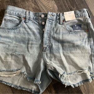 Madewell Blue Distressed Jean Shorts High-Waisted